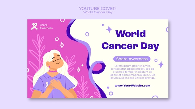 PSD gratuito plantilla de portada de youtube del día mundial contra el cáncer