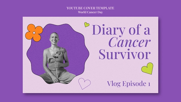 PSD gratuito plantilla de portada de youtube del día mundial contra el cáncer