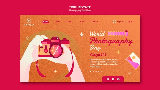 Plantilla de portada de youtube del día mundial de la fotografía