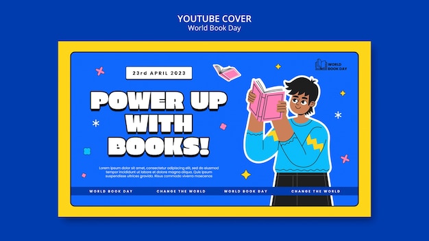 Plantilla de portada de youtube del día mundial del libro