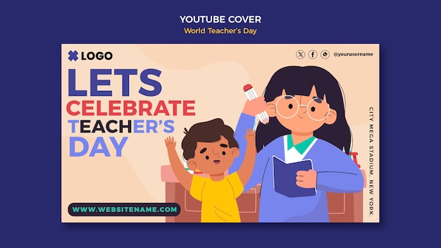 plantilla de portada de youtube para el día mundial del maestro