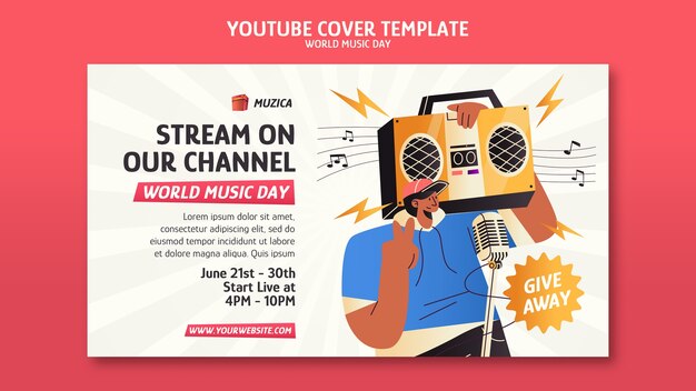 Plantilla de portada de youtube del día mundial de la música