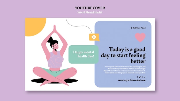 Plantilla de portada de youtube del día mundial de la salud mental