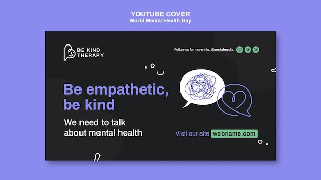 PSD gratuito plantilla de portada de youtube del día mundial de la salud mental