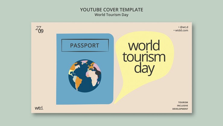 PSD gratuito plantilla de portada de youtube del día mundial del turismo