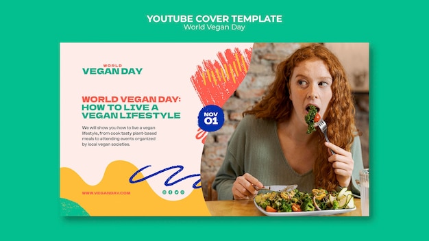 Plantilla de portada de youtube del día mundial vegano