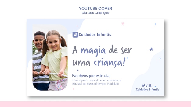 Plantilla de portada de youtube del día del niño brasileño