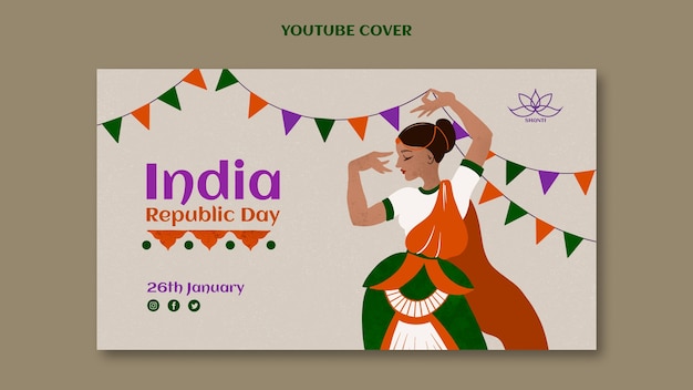 Plantilla de portada de youtube del día de la república india