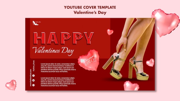 PSD gratuito plantilla de portada de youtube del día de san valentín