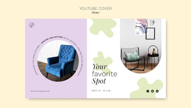 PSD gratuito plantilla de portada de youtube de diseño de hogar de diseño plano