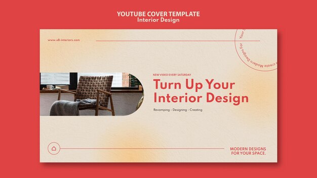 Plantilla de portada de youtube para diseño de interiores