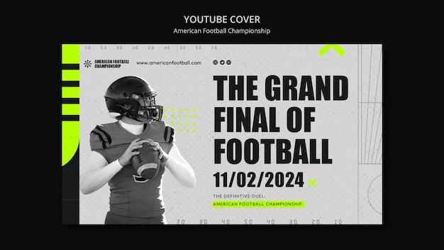 Plantilla de portada de youtube de diseño plano para el super bowl