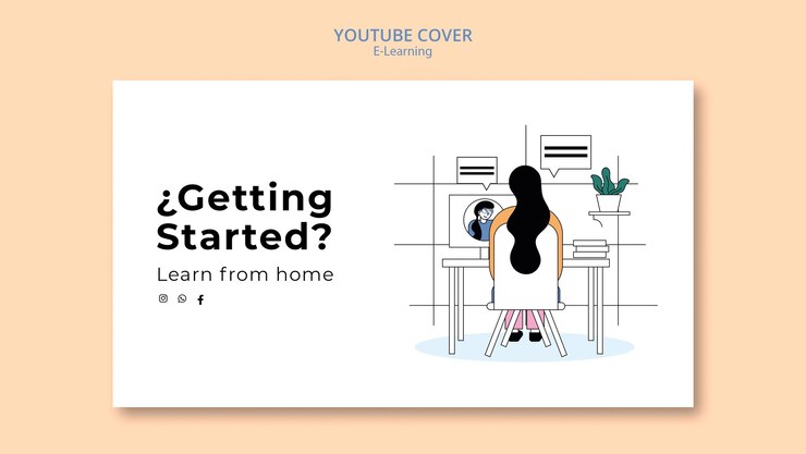 PSD gratuito plantilla de portada de youtube de e-learning y clases en línea
