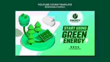 PSD gratuito plantilla de portada de youtube de energía renovable realista