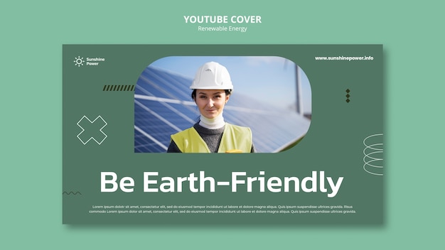 Plantilla de portada de youtube de energía verde