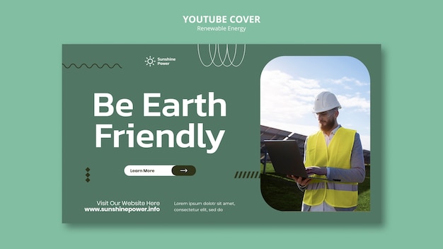 Plantilla de portada de youtube de energía verde
