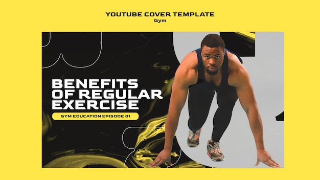 PSD gratuito plantilla de portada de youtube para entrenamiento en gimnasio