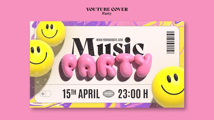 PSD gratuito plantilla de portada de youtube de entretenimiento de fiesta