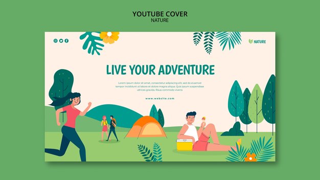 Plantilla de portada de youtube de entretenimiento natural