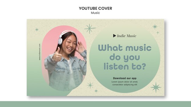 PSD gratuito plantilla de portada de youtube para escuchar música