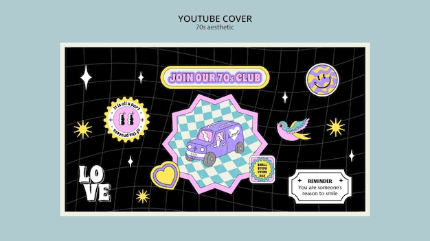 plantilla de portada de youtube estética de los 70