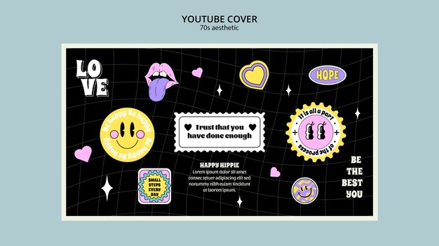 plantilla de portada de youtube estética de los 70