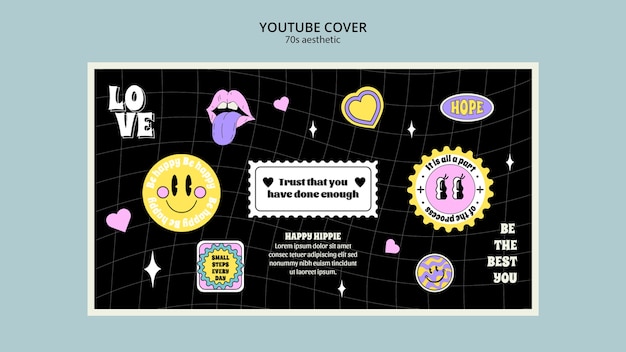 plantilla de portada de youtube estética de los 70