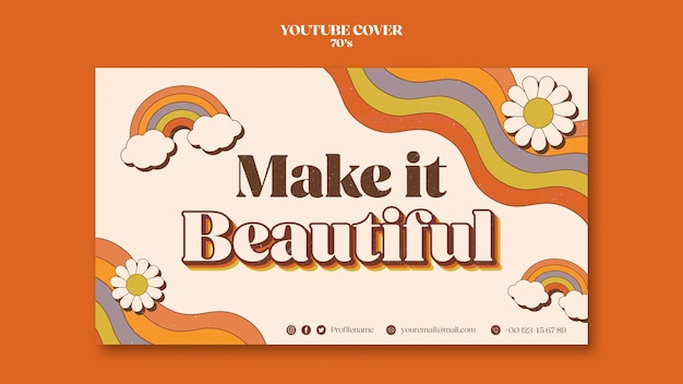 PSD gratuito plantilla de portada de youtube estética de los 70