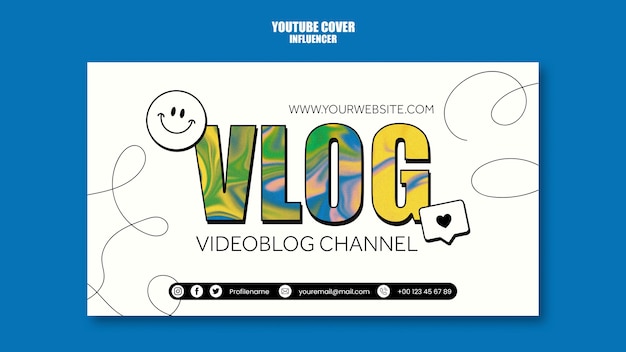 Plantilla de portada de youtube de estilo de vida influyente