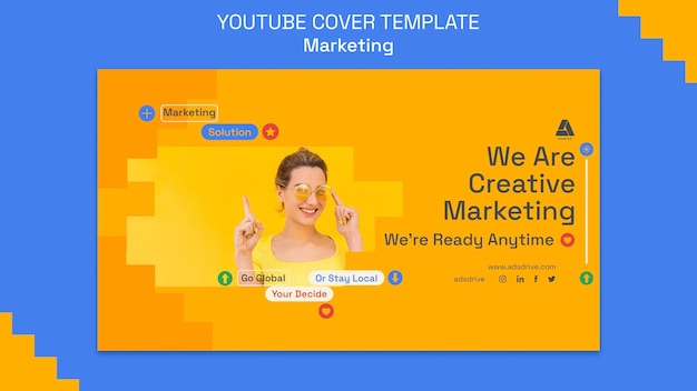 Plantilla de portada de youtube de estrategia de marketing