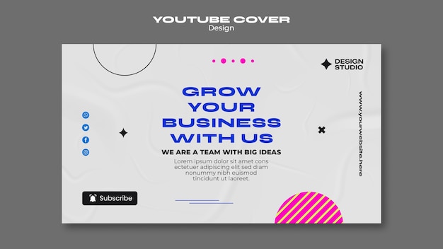 PSD gratuito plantilla de portada de youtube de estudio de diseño de diseño plano