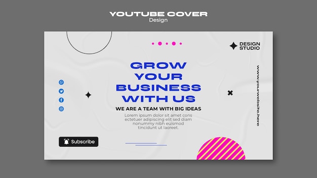Plantilla de portada de youtube de estudio de diseño de diseño plano