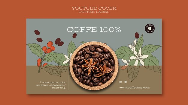 Plantilla de portada de youtube para etiqueta de café