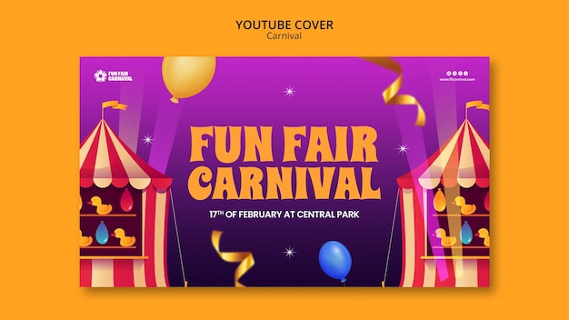 PSD gratuito plantilla de portada de youtube para el evento de carnaval