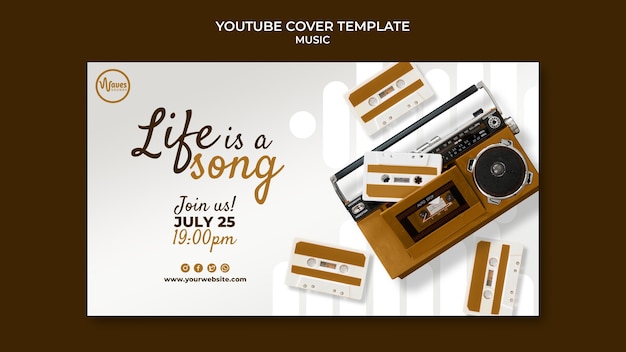 PSD gratuito plantilla de portada de youtube de evento musical