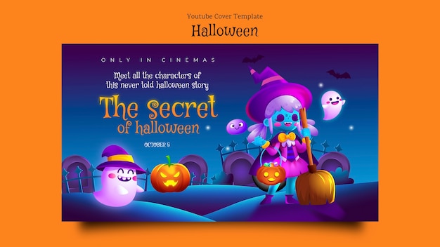 PSD gratuito plantilla de portada de youtube de evento secreto de halloween