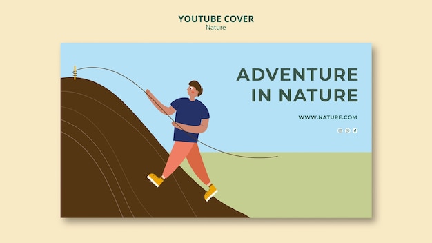 PSD gratuito plantilla de portada de youtube de exploración de la naturaleza y aventuras al aire libre