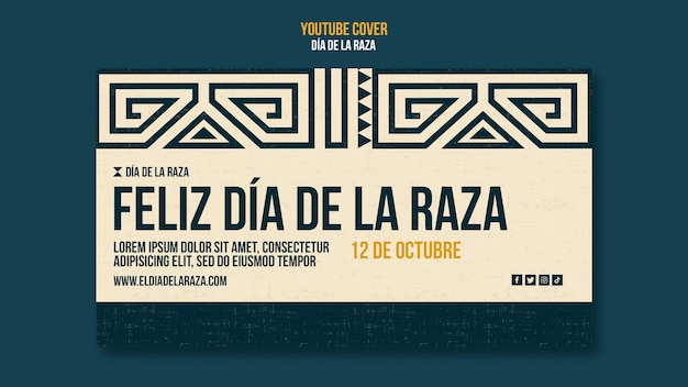 Plantilla de portada de youtube de feliz día de la raza