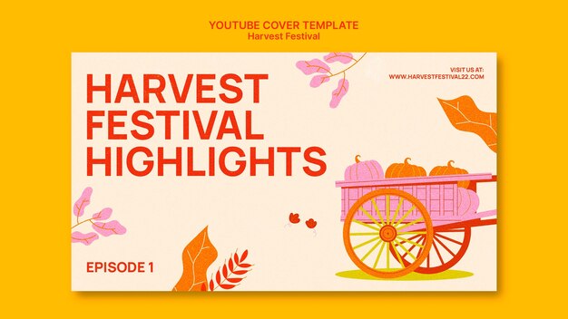 Plantilla de portada de youtube del festival de la cosecha con verduras
