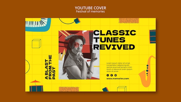 PSD gratuito plantilla de portada de youtube para el festival de las memorias