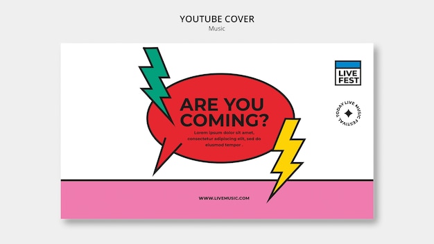 PSD gratuito plantilla de portada de youtube de festival de música