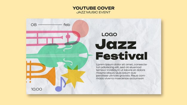 Plantilla de portada de youtube de festival de música