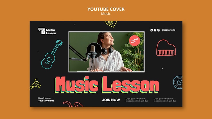 PSD gratuito plantilla de portada de youtube de festival de música