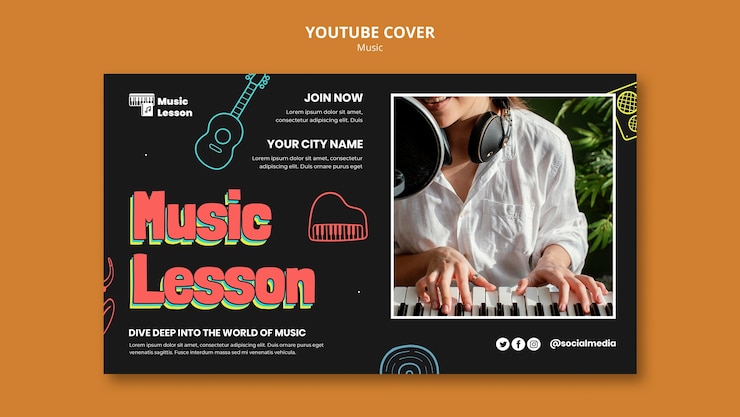 PSD gratuito plantilla de portada de youtube de festival de música