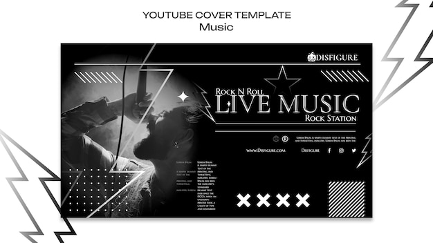 PSD gratuito plantilla de portada de youtube de festival de música