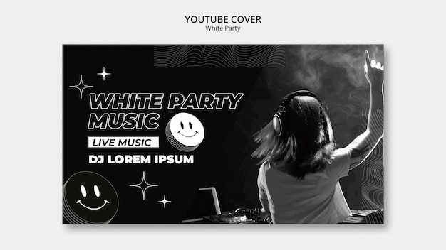 Plantilla de portada de youtube para fiesta blanca