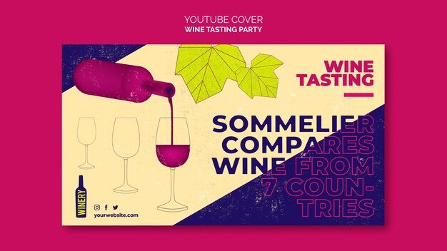 Plantilla de portada de youtube de fiesta de cata de vinos