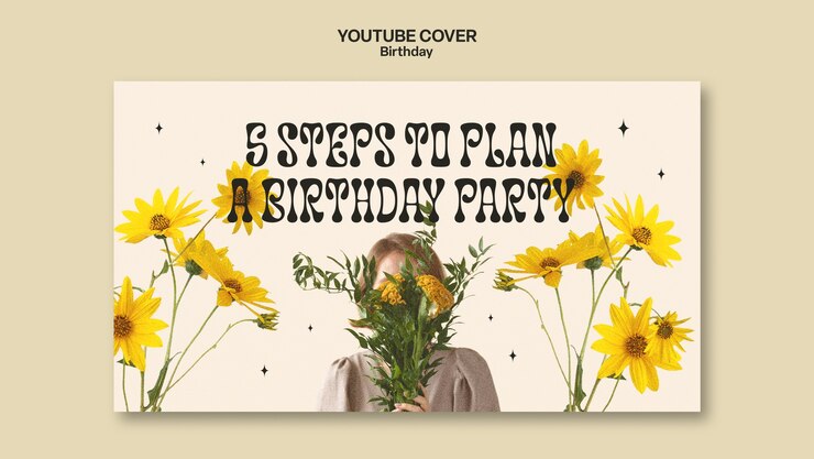 PSD gratuito plantilla de portada de youtube para fiesta de cumpleaños