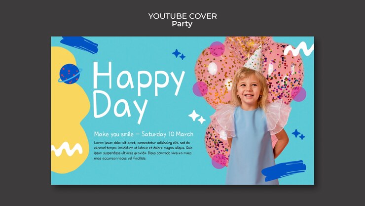 PSD gratuito plantilla de portada de youtube de fiesta de diseño plano