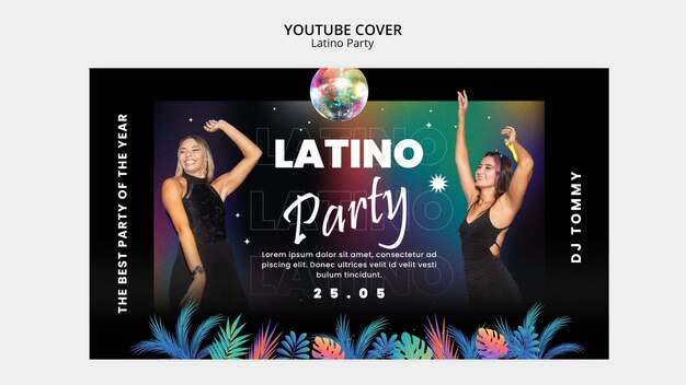 Plantilla de portada de youtube de fiesta latina